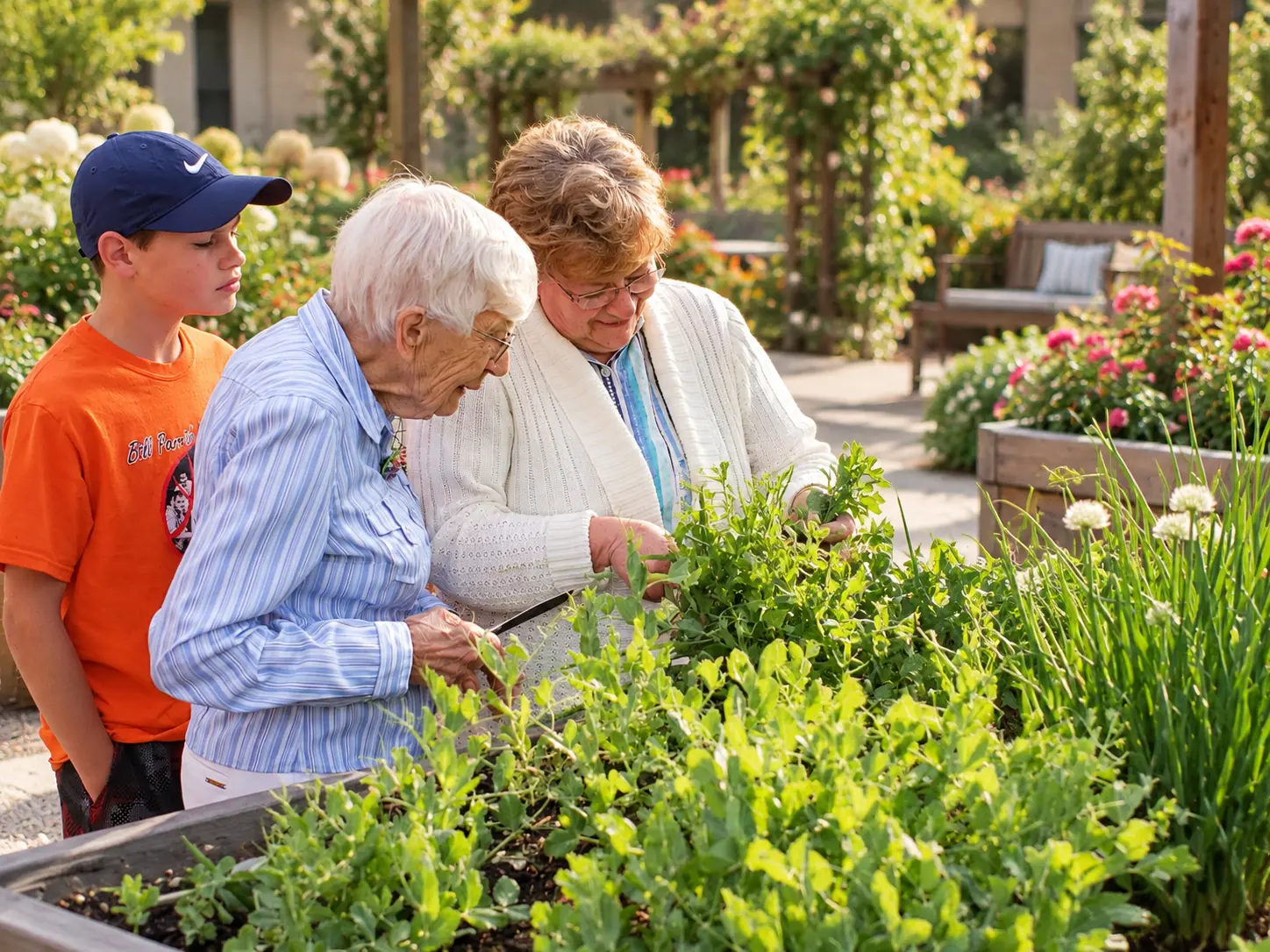 Caregiver providing personalized support to an older adult resident